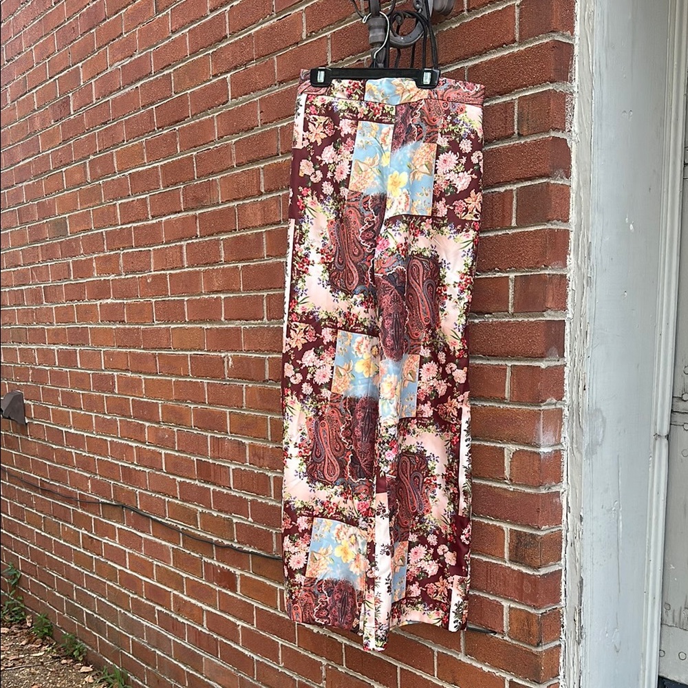 Boston Proper Wide Leg Patchwork Palazzo Pants